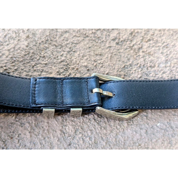 GIANNI VERSACE 90\'s Silver Buckle MEDUSA Belt Black Leather Size 27 28 29 30 31\